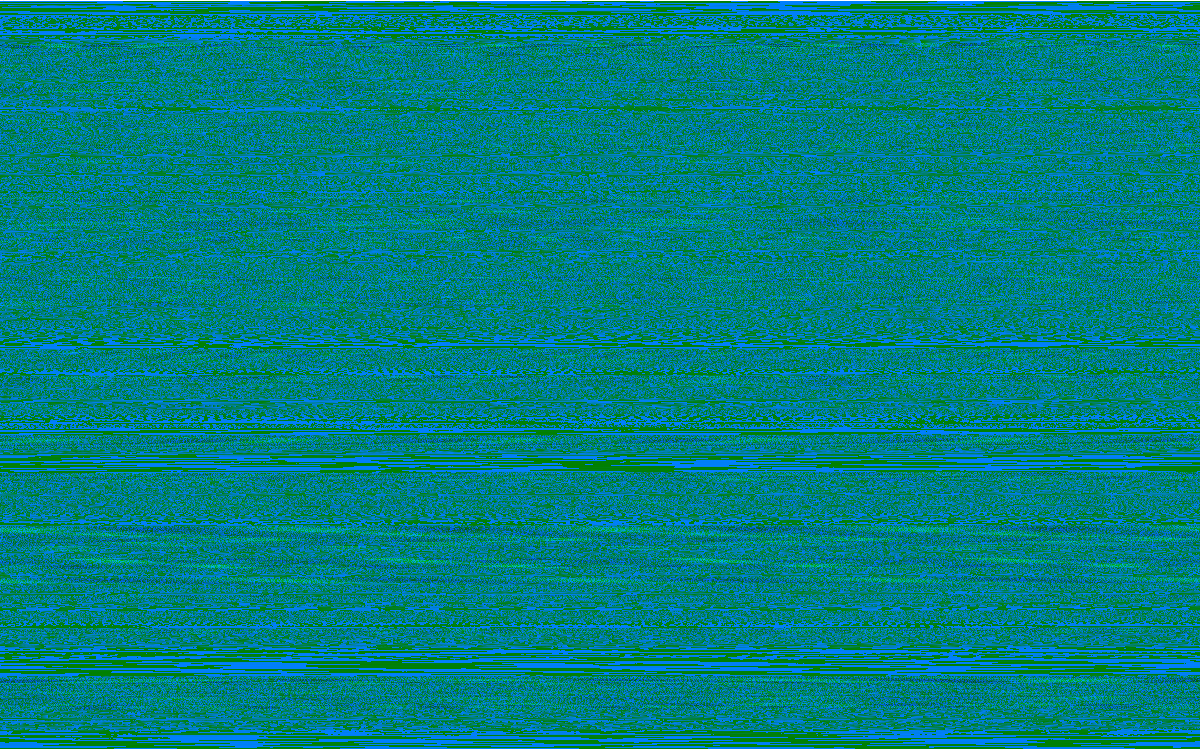 A green and blue distorted image. This image is a representation of sound waves and can be played back on the sonic pixels website as an audio message.